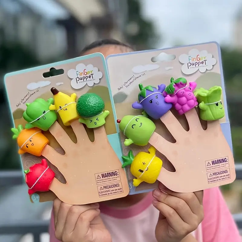 5 pcs Fruit Series And Vegetable Finger Puppets